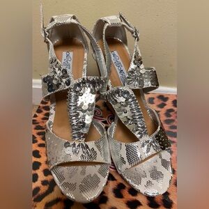 Naughty Monkey wedge silver sequin sandals. Size 8. NWT